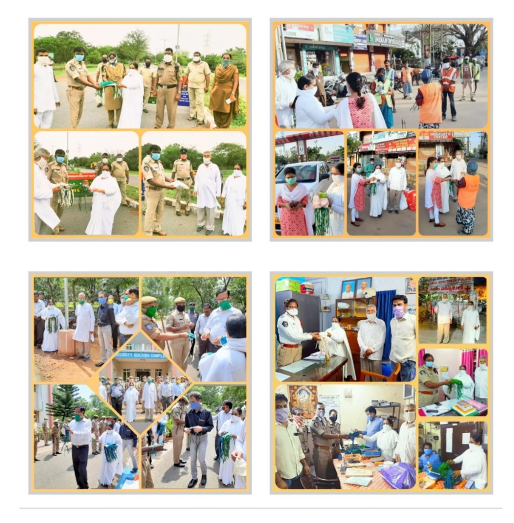Visakhapatnam BKs does selfless service in Distributing self-make Reusable Cloth Masks to Anti Covid-19 Forces
